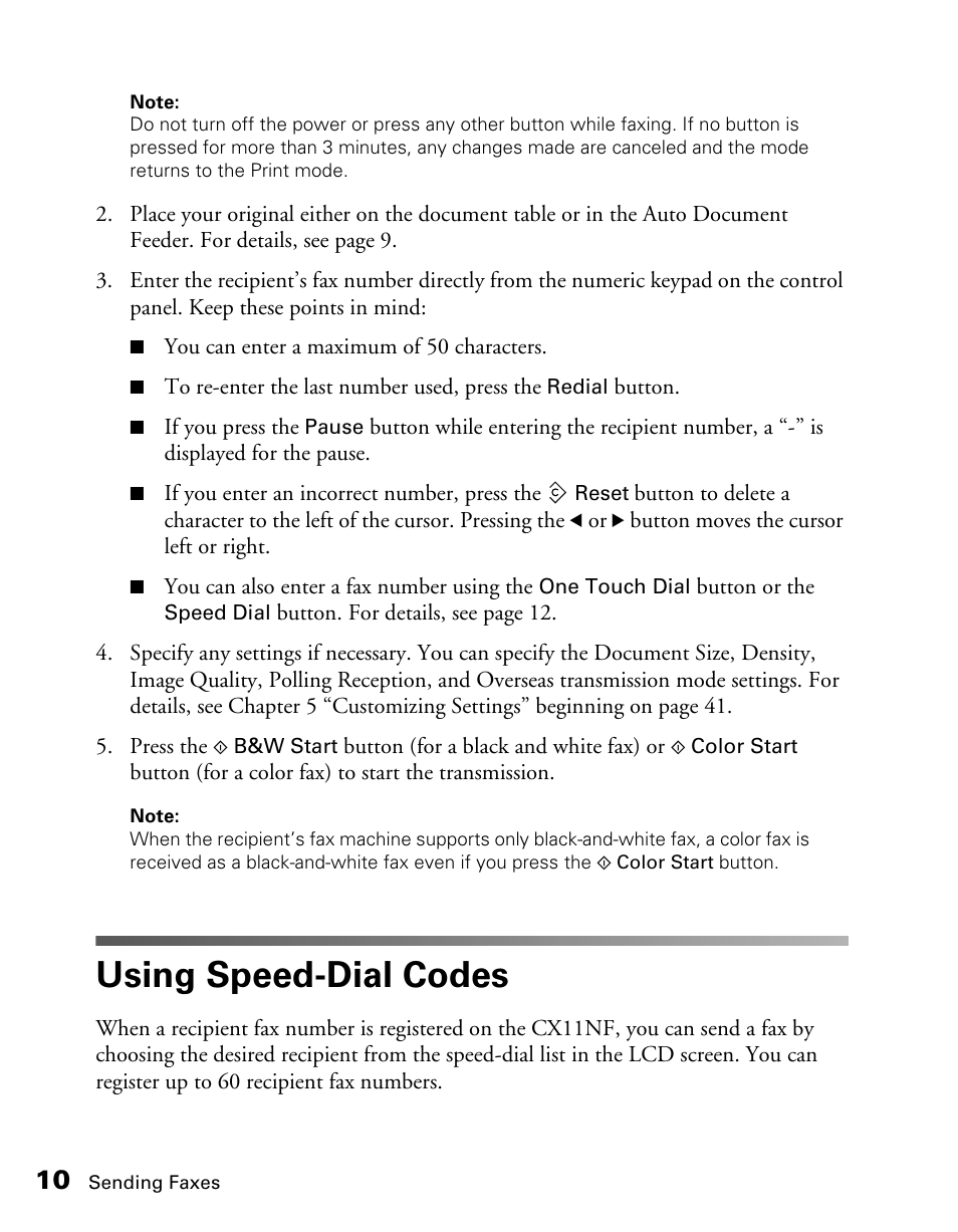 Using speed-dial codes | Epson AcuLaser CX11NF User Manual | Page 10 / 64