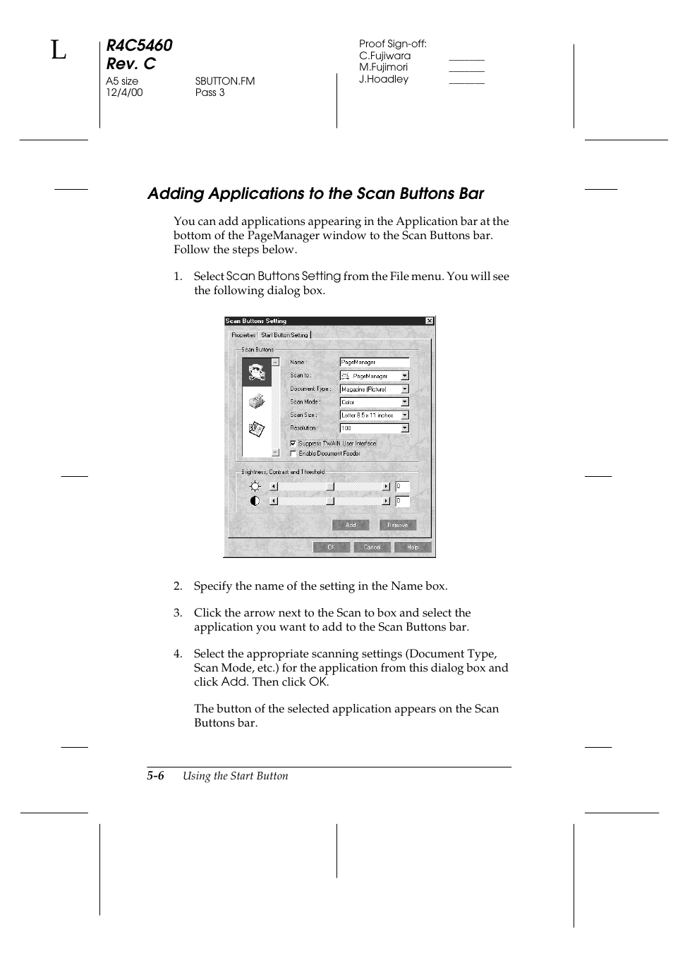 Adding applications to the scan buttons bar, Adding applications to the scan buttons bar -6 | Epson 1640XL User Manual | Page 106 / 167