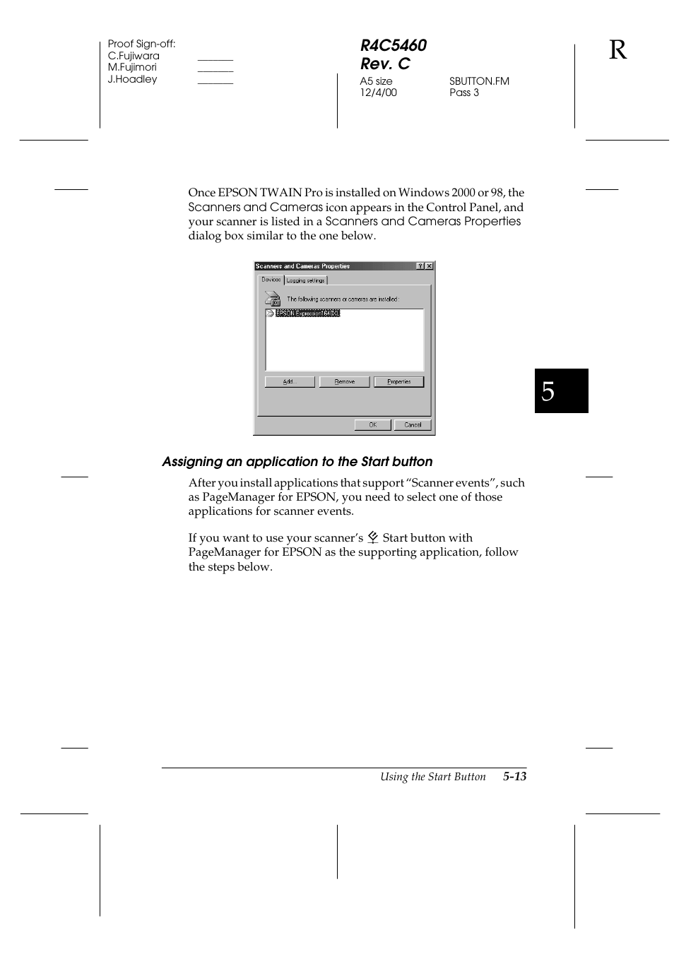 Assigning an application to the start button | Epson 1640XL User Manual | Page 113 / 167