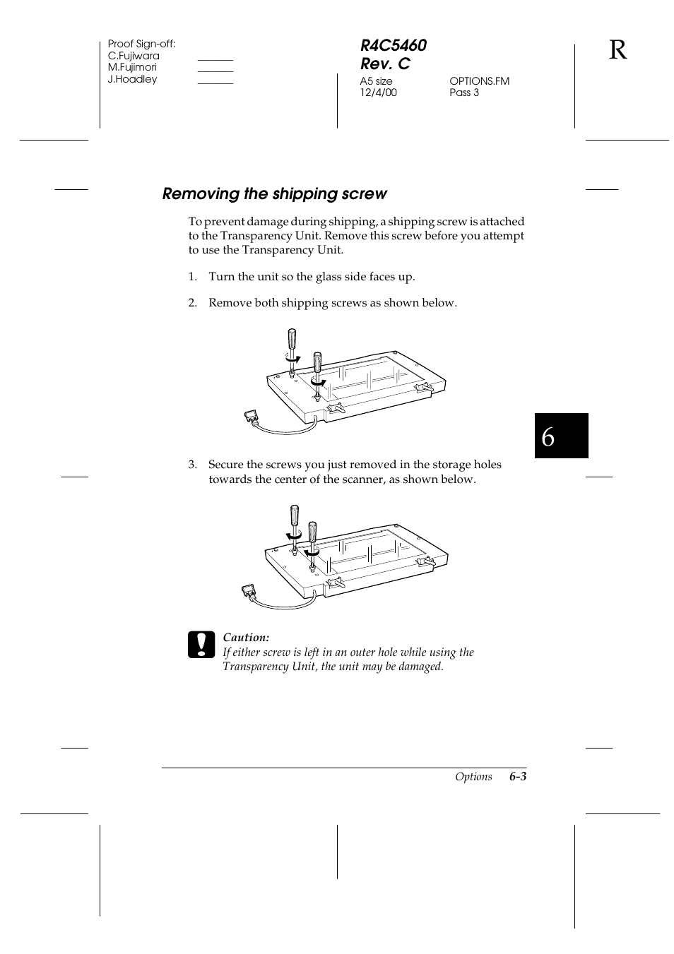 Removing the shipping screw, Removing the shipping screw -3 | Epson 1640XL User Manual | Page 119 / 167