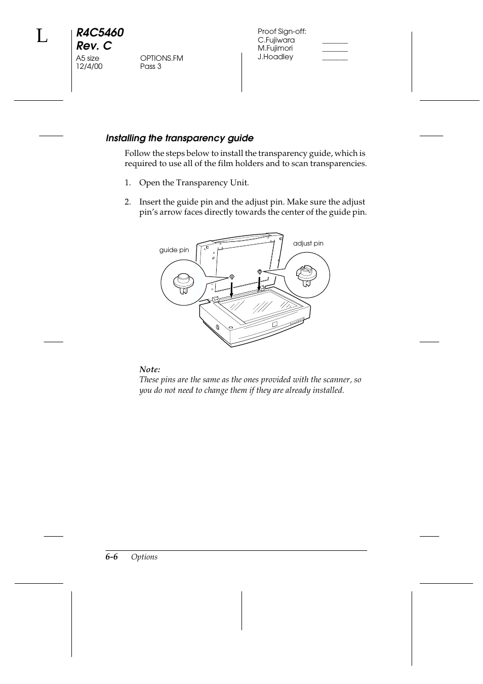 Installing the transparency guide | Epson 1640XL User Manual | Page 122 / 167