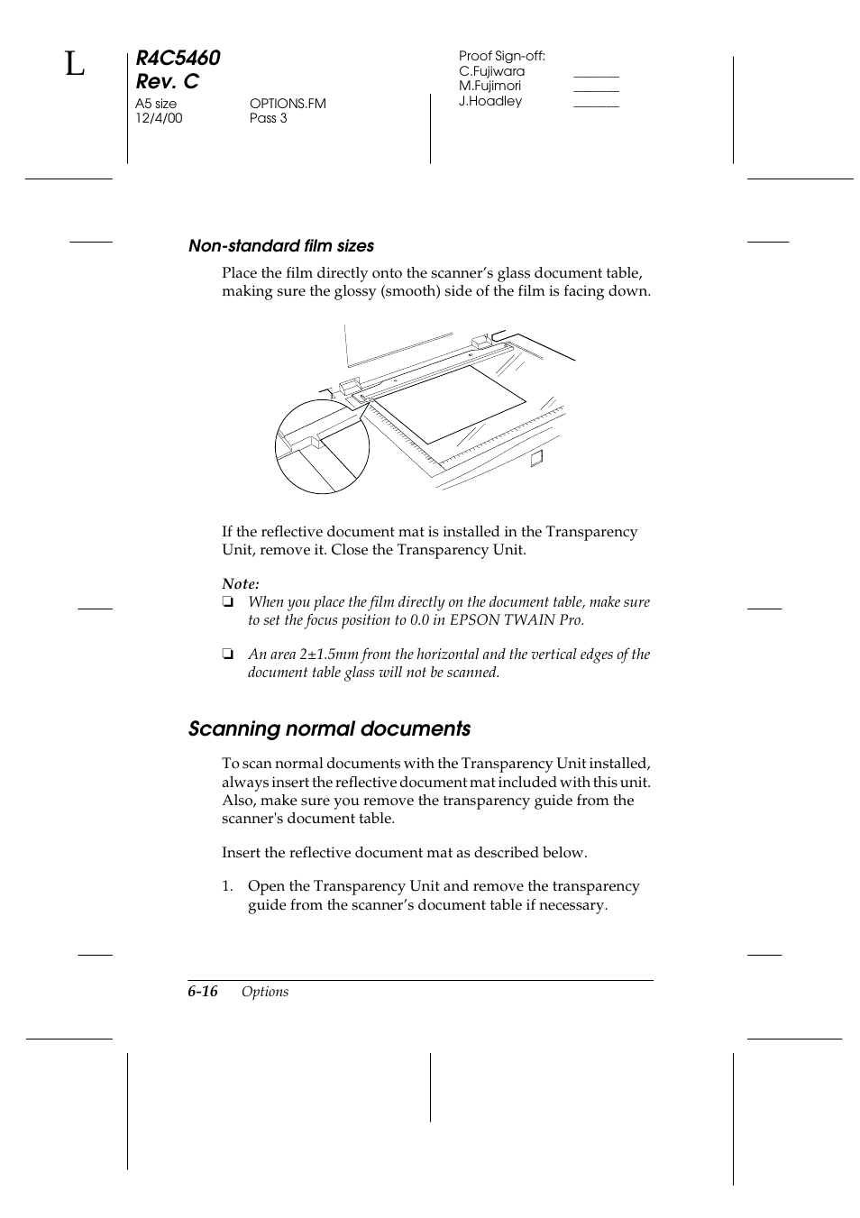 Non-standard film sizes, Scanning normal documents, Scanning normal documents -16 | Epson 1640XL User Manual | Page 132 / 167