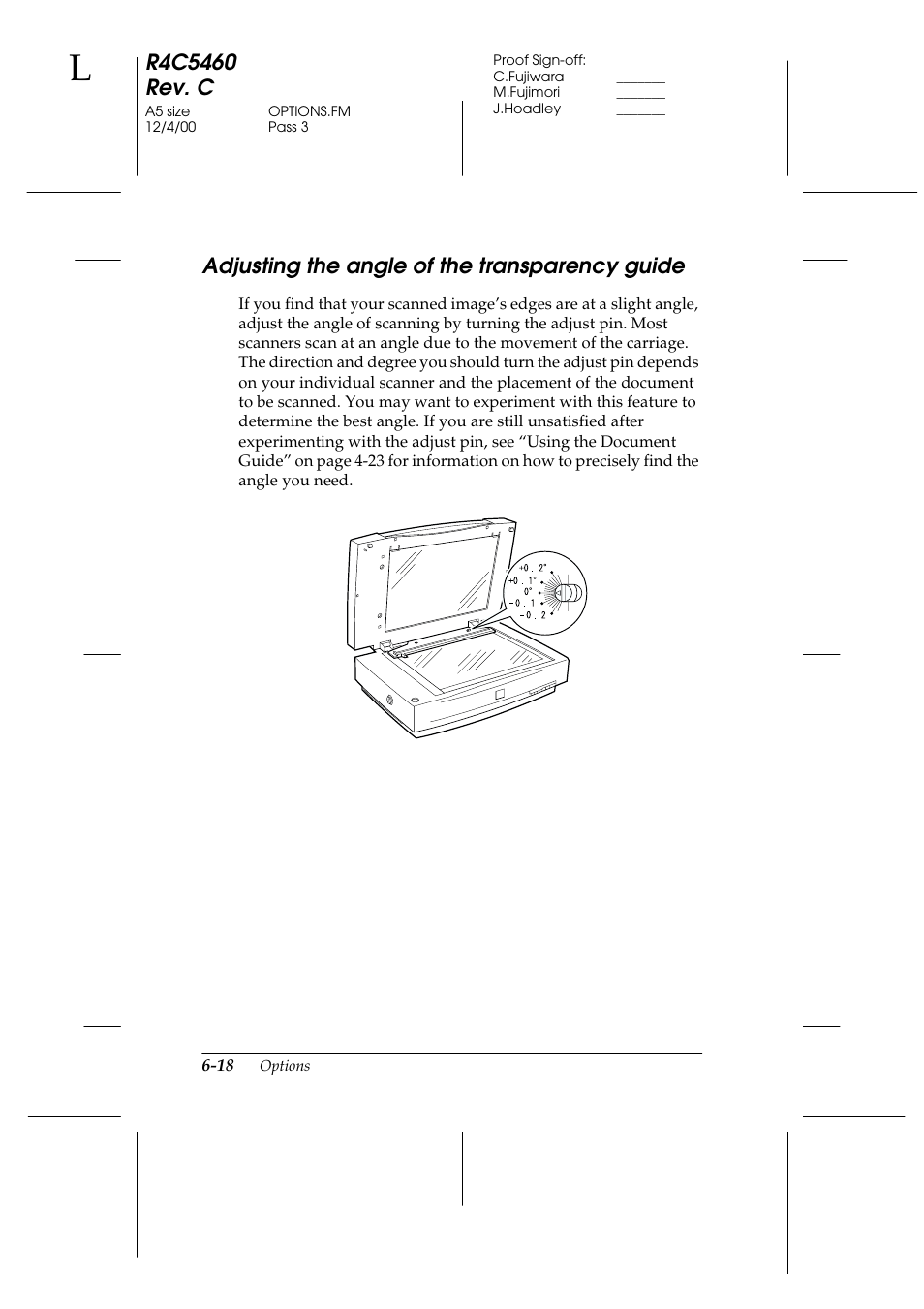 Adjusting the angle of the transparency guide, Adjusting the angle of the transparency guide -18 | Epson 1640XL User Manual | Page 134 / 167