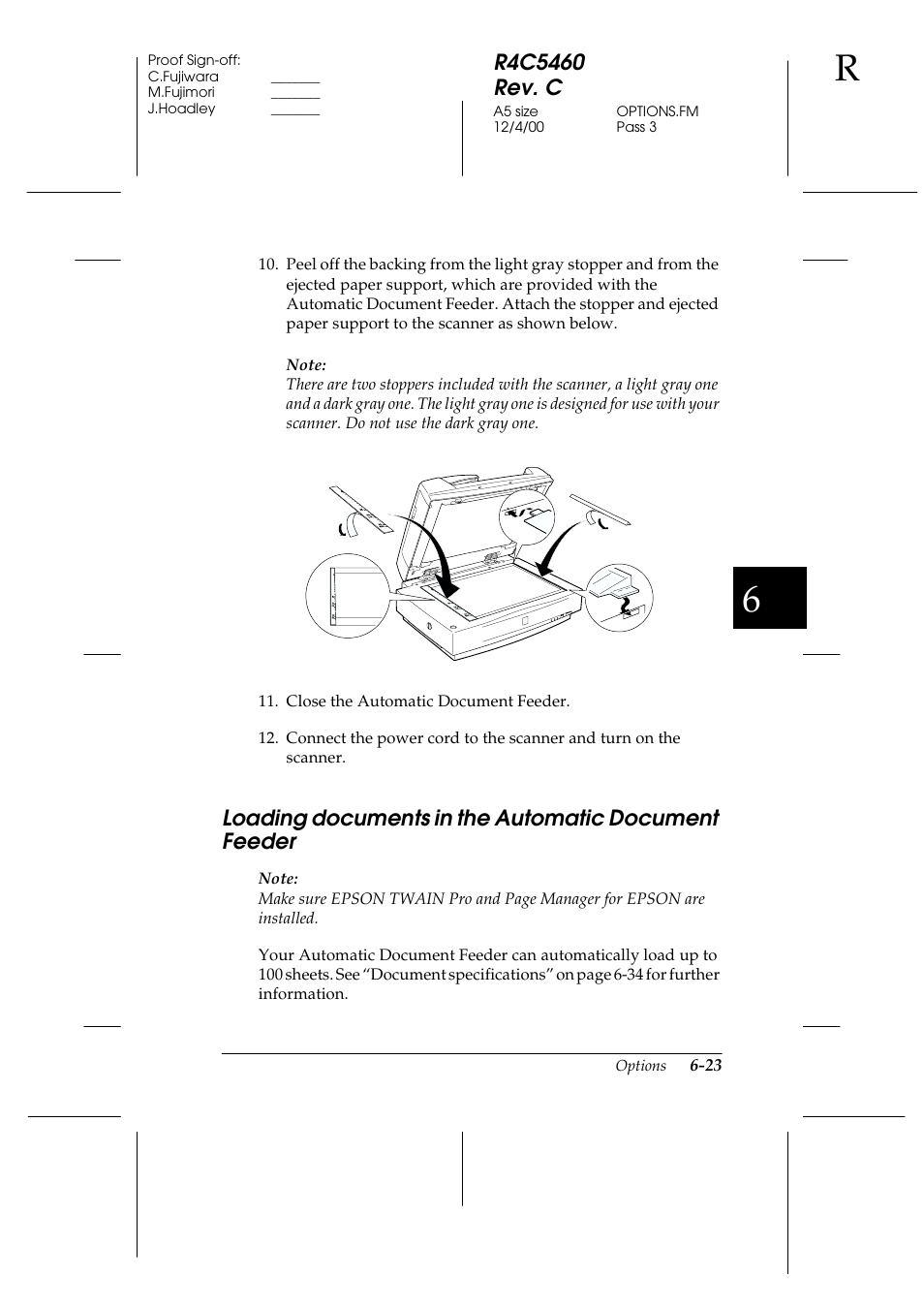 Loading documents in the automatic document feeder, Loading documents in the automatic document, Feeder -23 | Epson 1640XL User Manual | Page 139 / 167