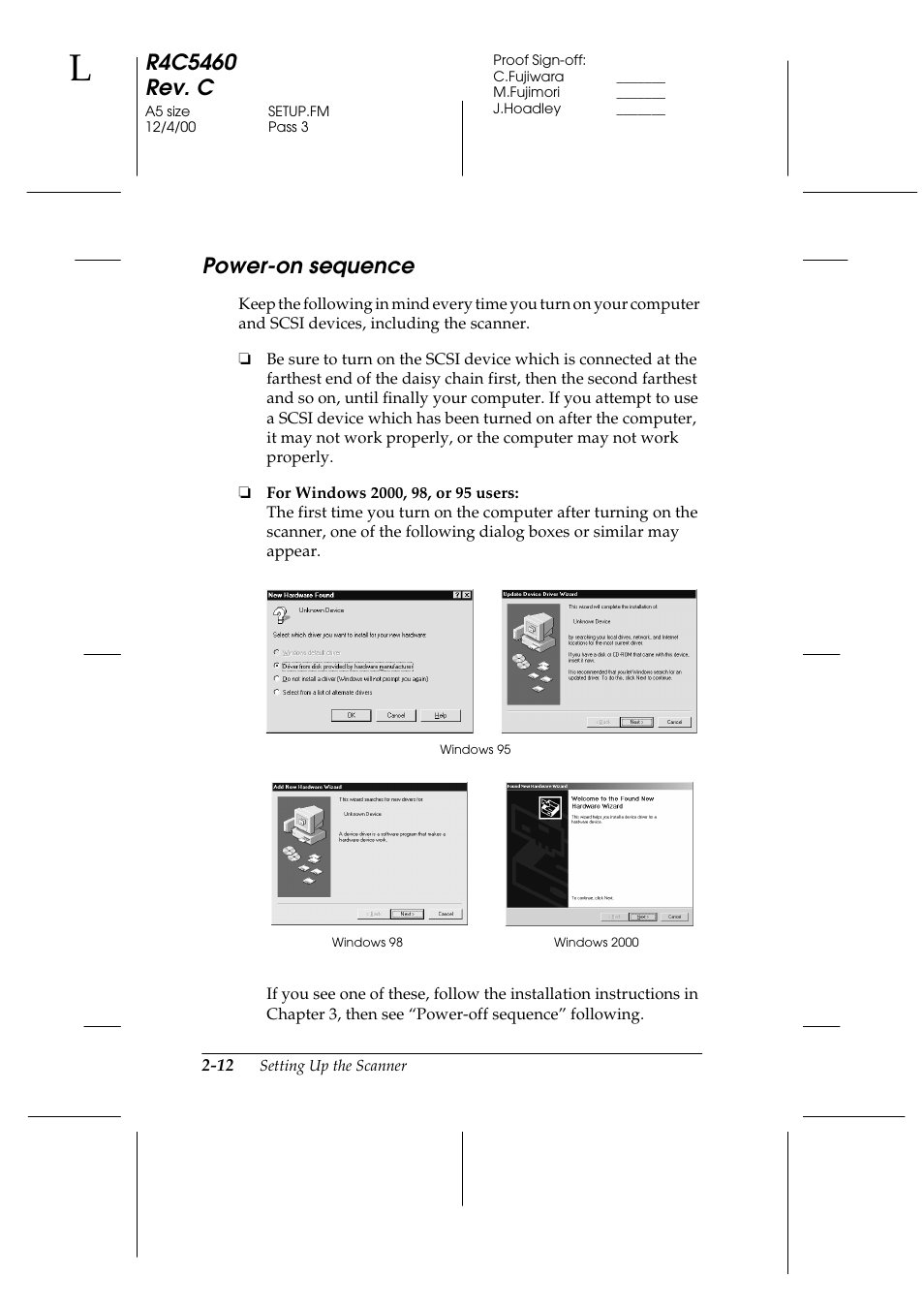 Power-on sequence, Power-on sequence -12 | Epson 1640XL User Manual | Page 34 / 167