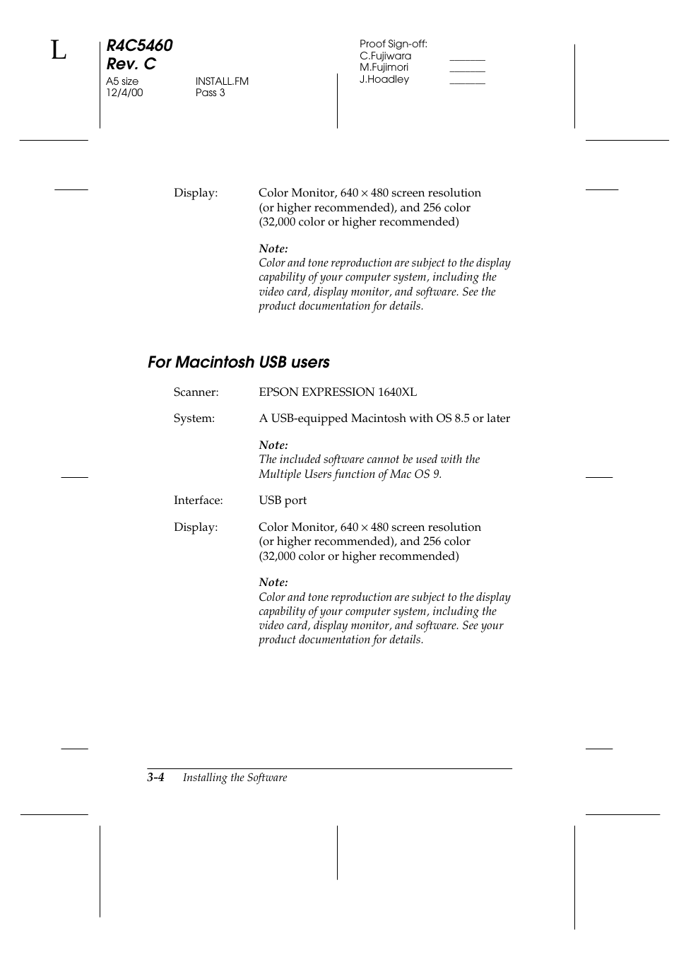 For macintosh usb users, For macintosh usb users -4 | Epson 1640XL User Manual | Page 42 / 167