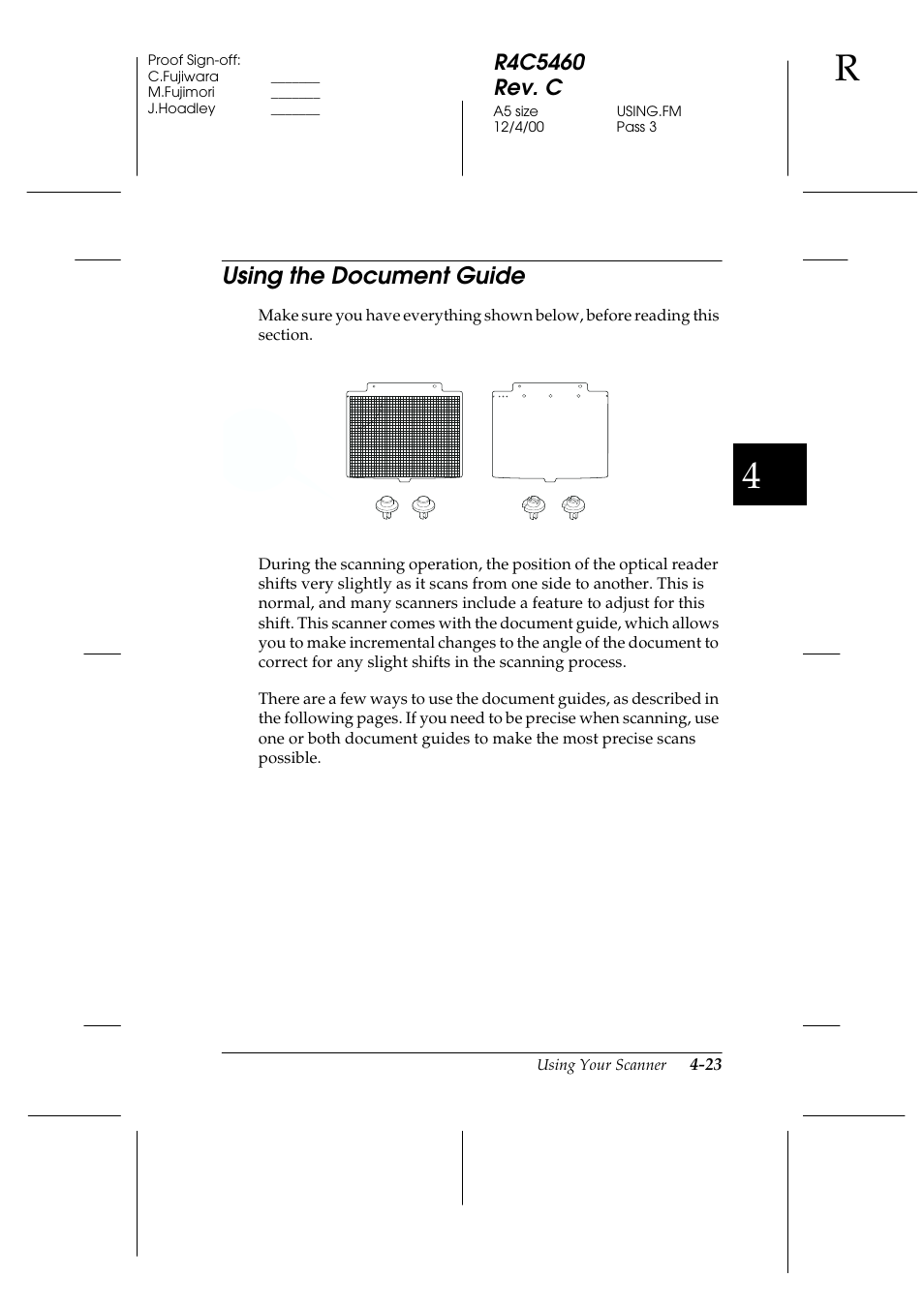 Using the document guide, Using the document guide -23 | Epson 1640XL User Manual | Page 89 / 167