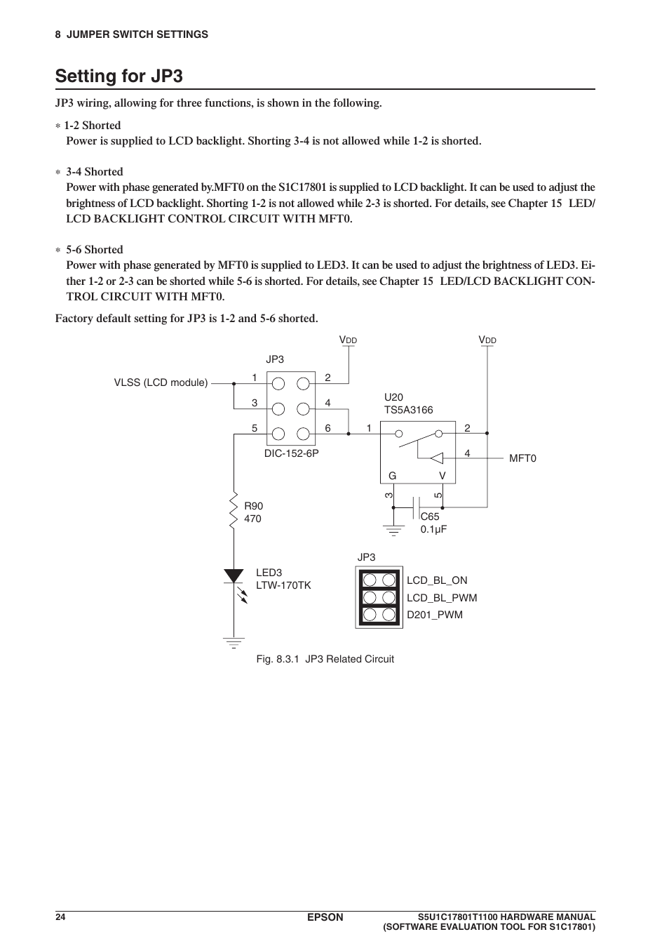 Setting for jp3 | Epson S5U1C17801T1100 User Manual | Page 30 / 60