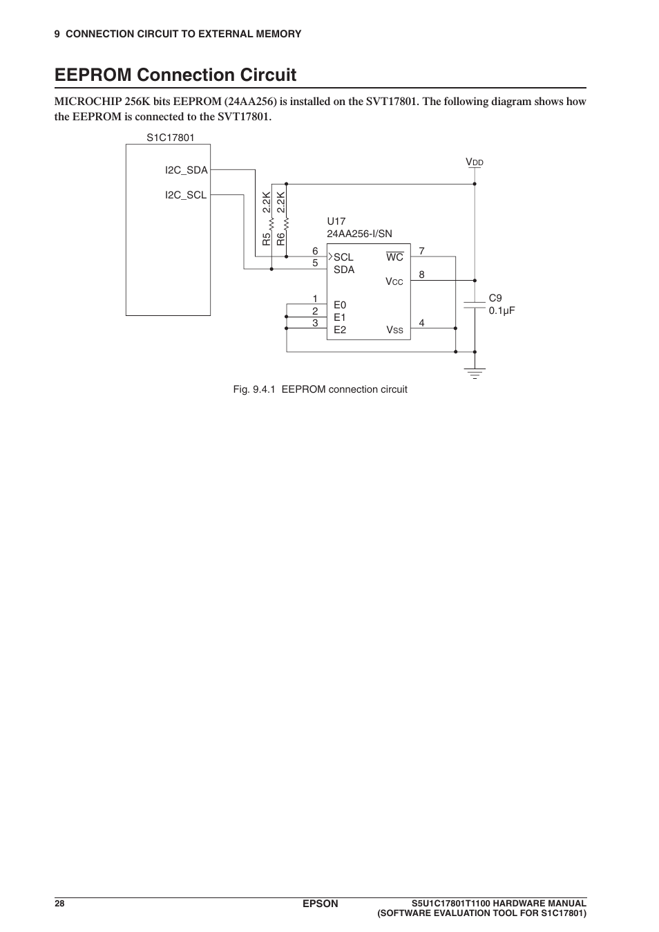 Eeprom connection circuit | Epson S5U1C17801T1100 User Manual | Page 34 / 60