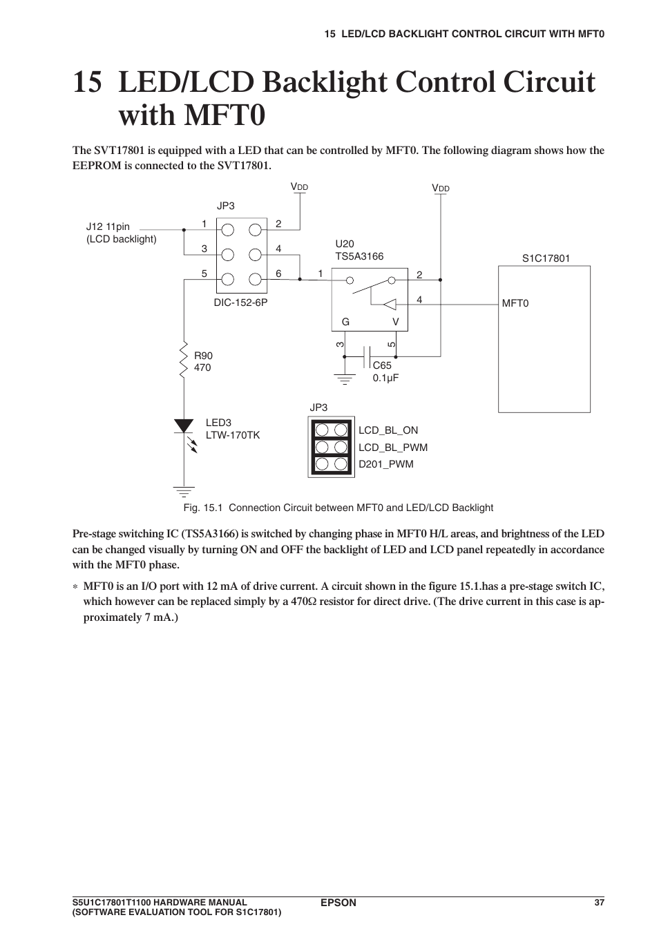 15 led/lcd backlight control circuit with mft 0, 15 led/lcd backlight control circuit with mft0 | Epson S5U1C17801T1100 User Manual | Page 43 / 60