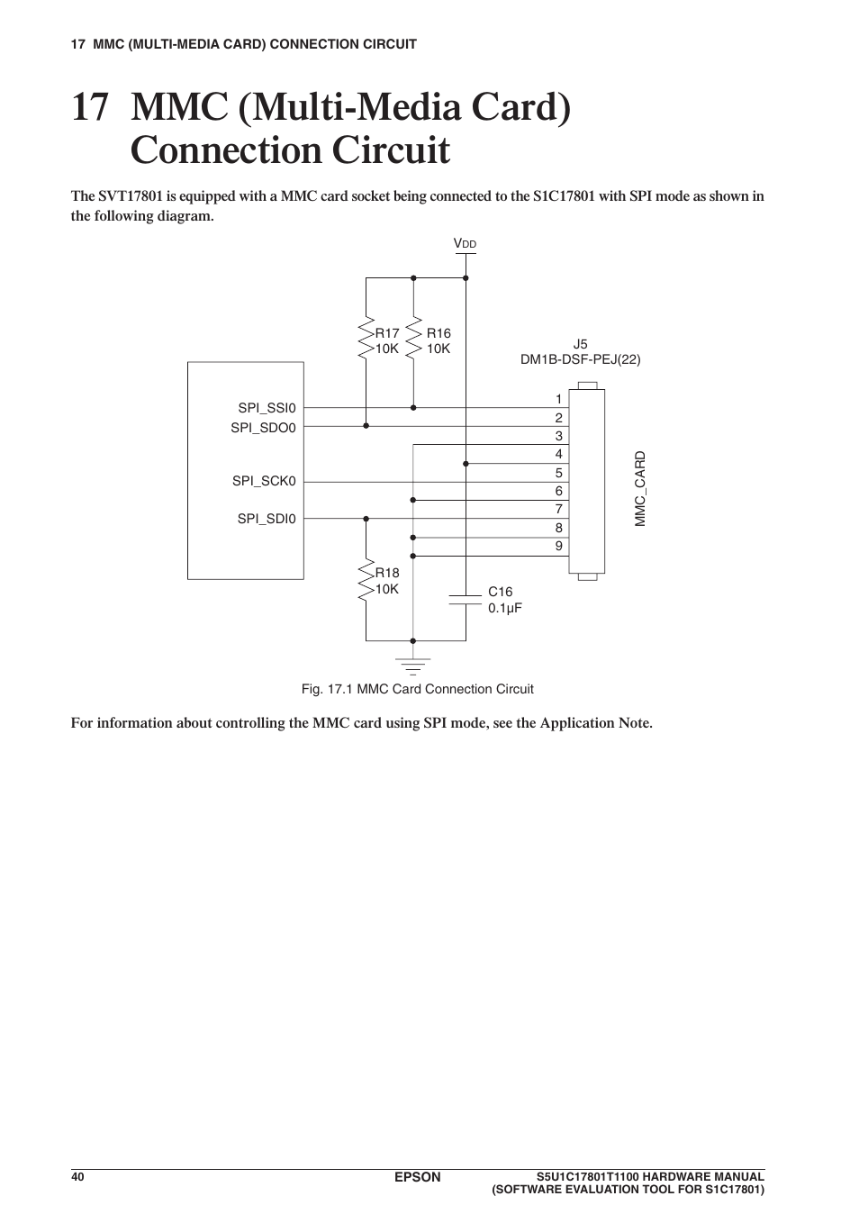 17 mmc (multi-media card) connection circuit | Epson S5U1C17801T1100 User Manual | Page 46 / 60