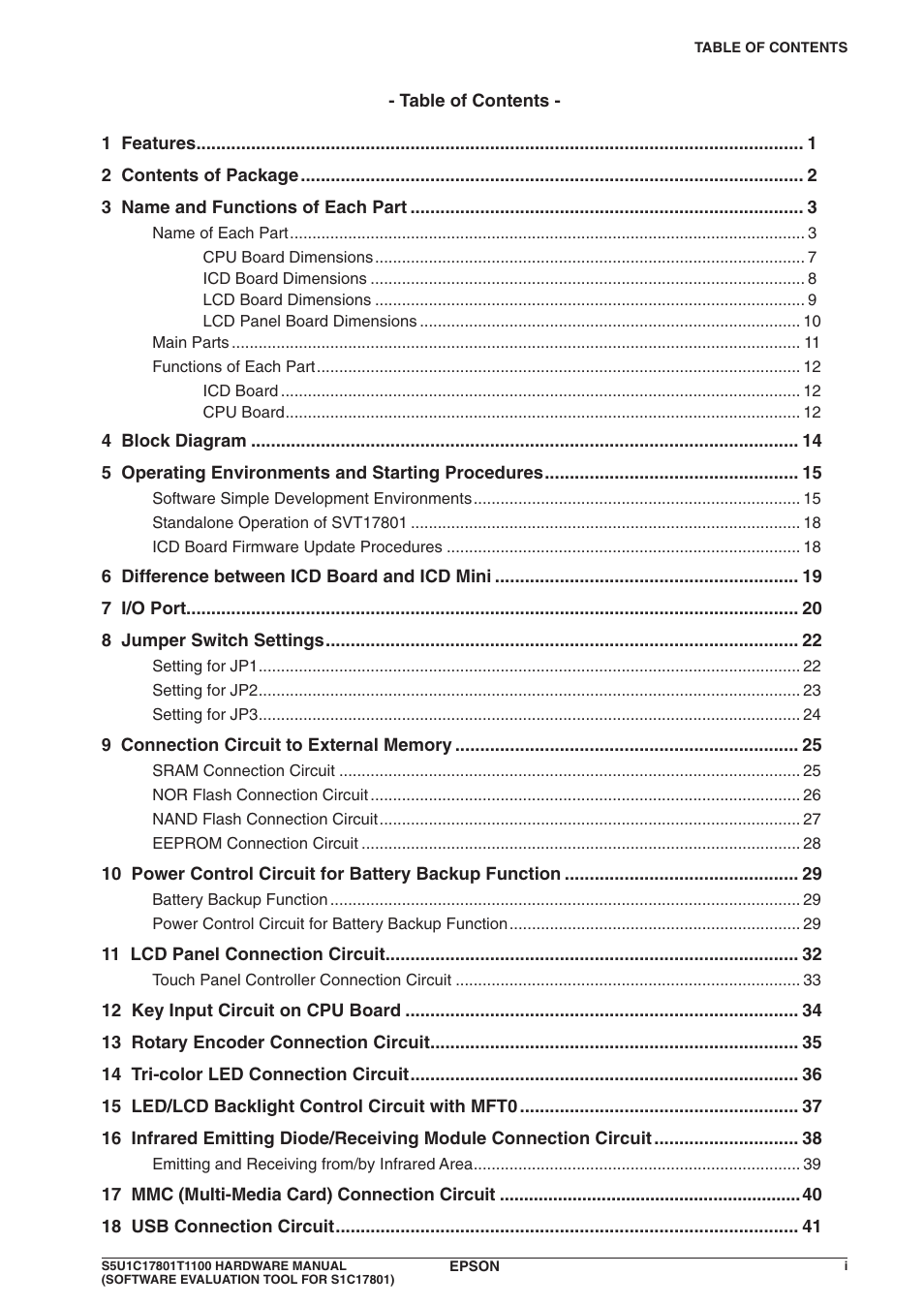 Epson S5U1C17801T1100 User Manual | Page 5 / 60