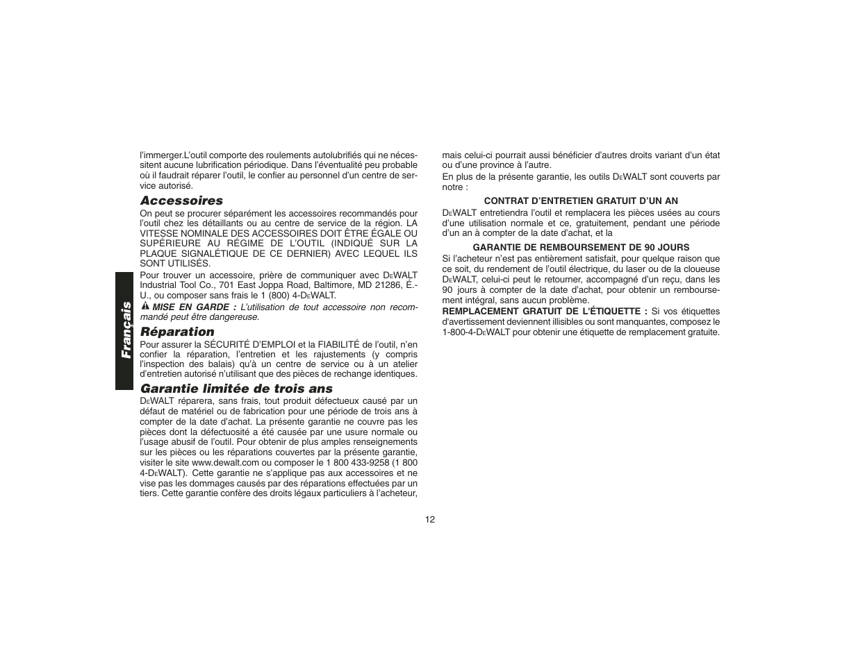 Accessoires, Réparation, Garantie limitée de trois ans | Français | Epson DW217 User Manual | Page 14 / 23