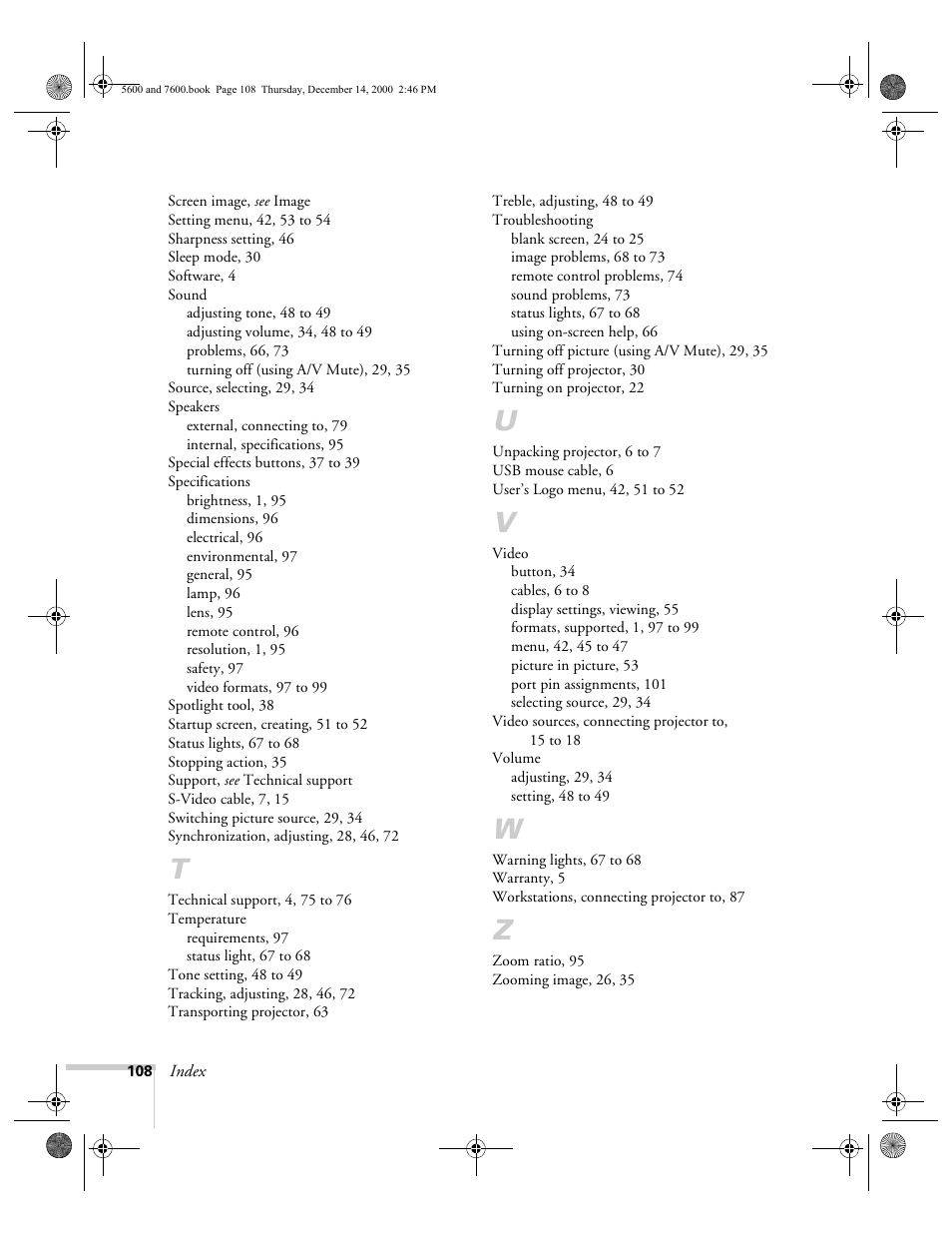 Epson 5600p User Manual | Page 114 / 114