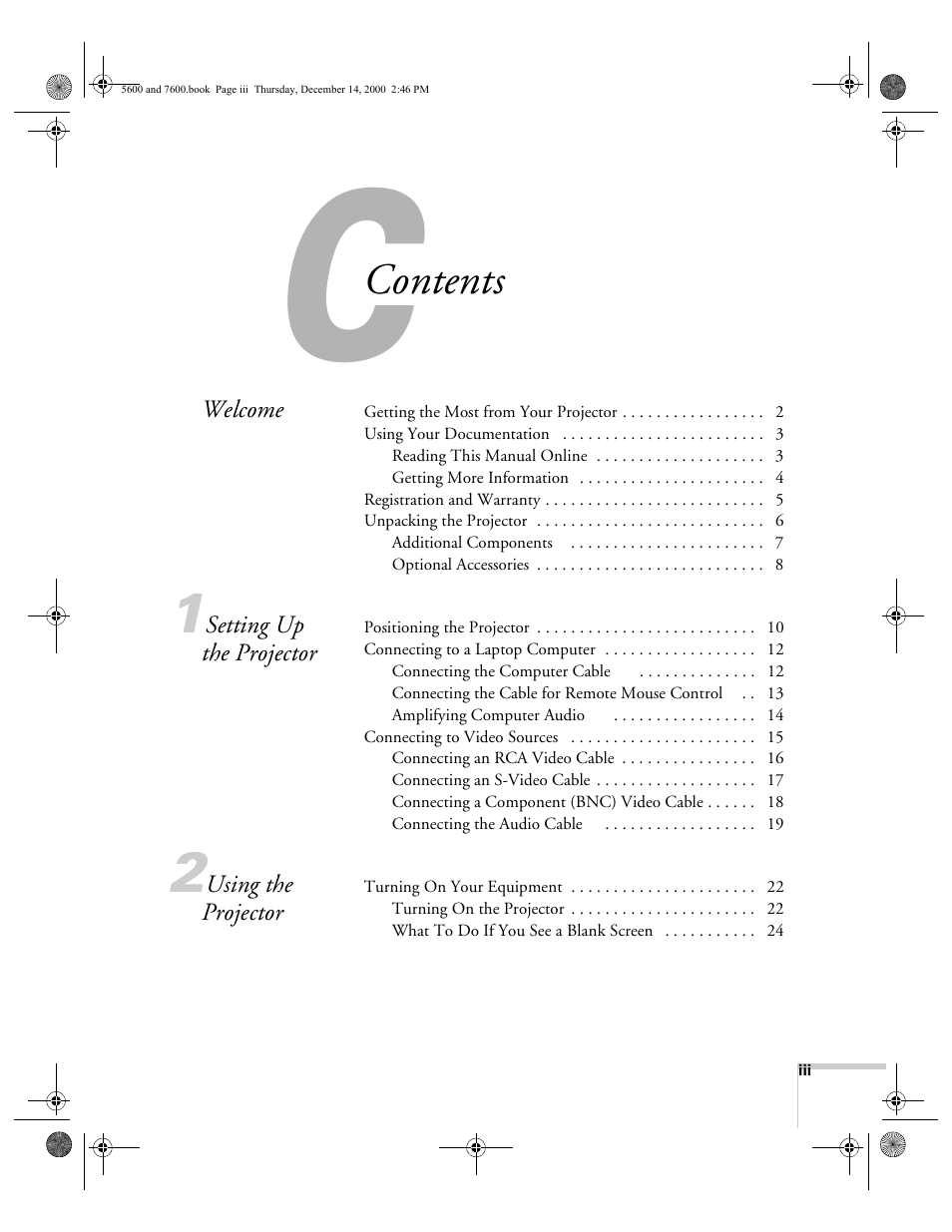 Epson 5600p User Manual | Page 3 / 114