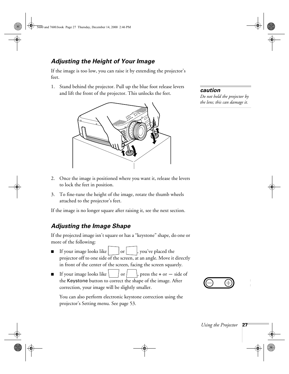 Adjusting the height of your image, Adjusting the image shape | Epson 5600p User Manual | Page 33 / 114