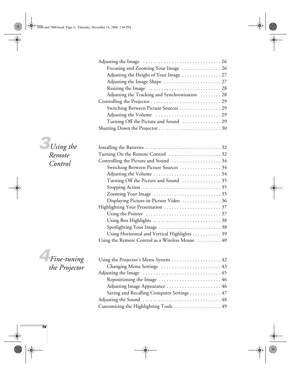 Epson 5600p User Manual | Page 4 / 114