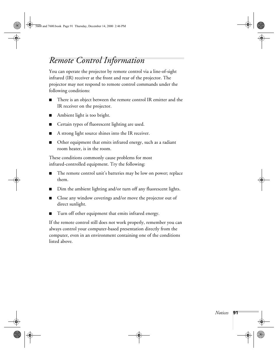 Remote control information | Epson 5600p User Manual | Page 97 / 114