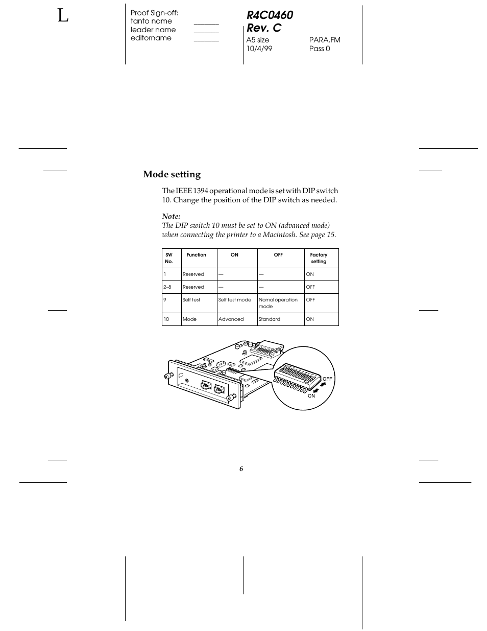 Mode setting | Epson C82372 User Manual | Page 11 / 22