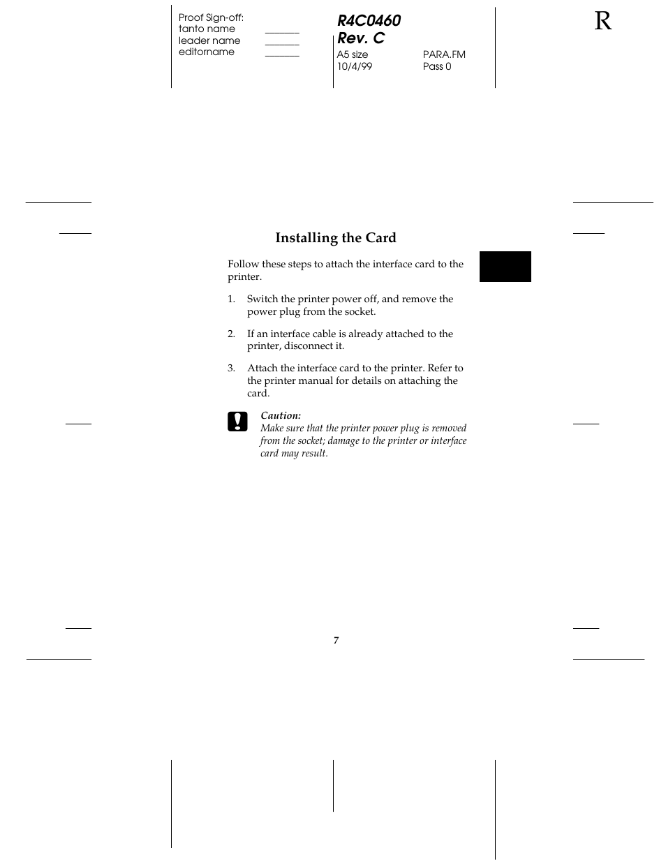 Installing the card | Epson C82372 User Manual | Page 12 / 22