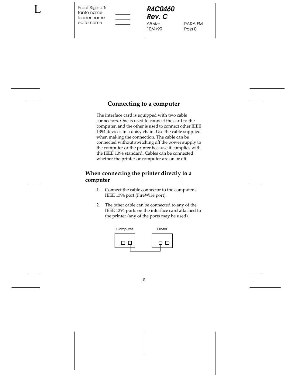 Connecting to a computer, When connecting the printer directly to a computer | Epson C82372 User Manual | Page 13 / 22
