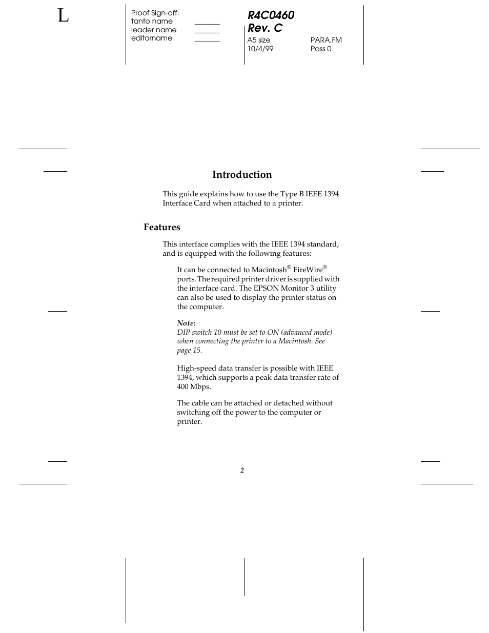 Introduction, Features | Epson C82372 User Manual | Page 7 / 22