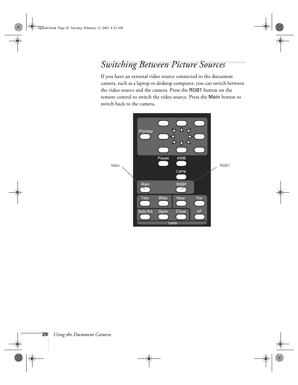 Switching between picture sources | Epson ELPD04 User Manual | Page 25 / 58