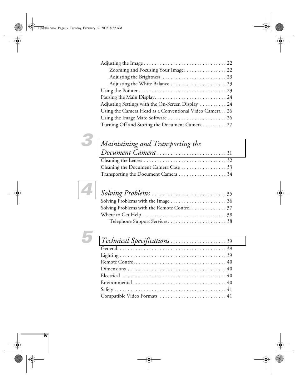 Epson ELPD04 User Manual | Page 4 / 58