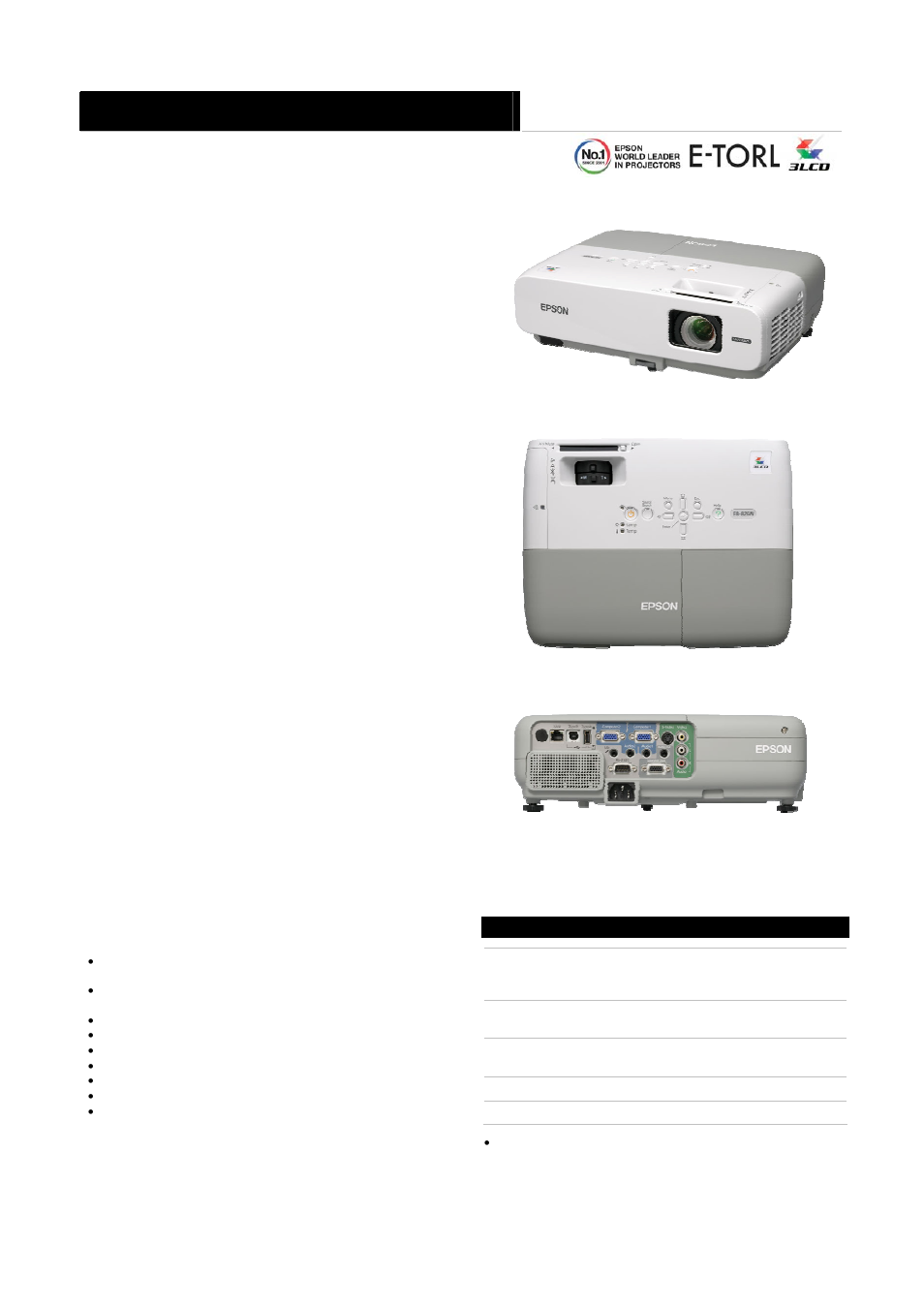 Epson EB-826WV User Manual | 4 pages