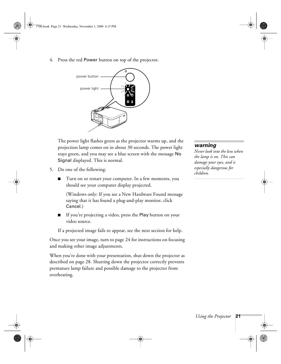 Epson 7700p User Manual | Page 27 / 116