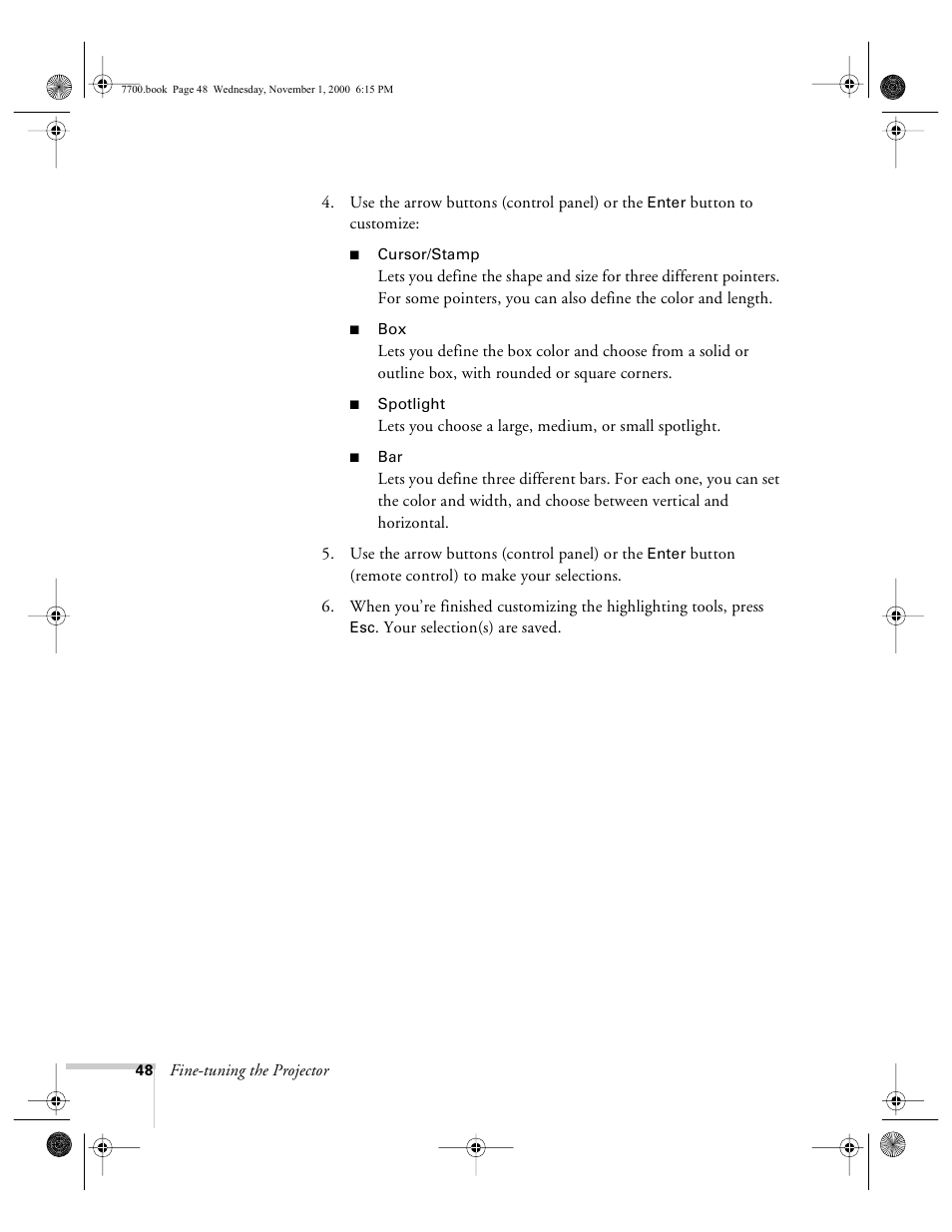 Epson 7700p User Manual | Page 54 / 116