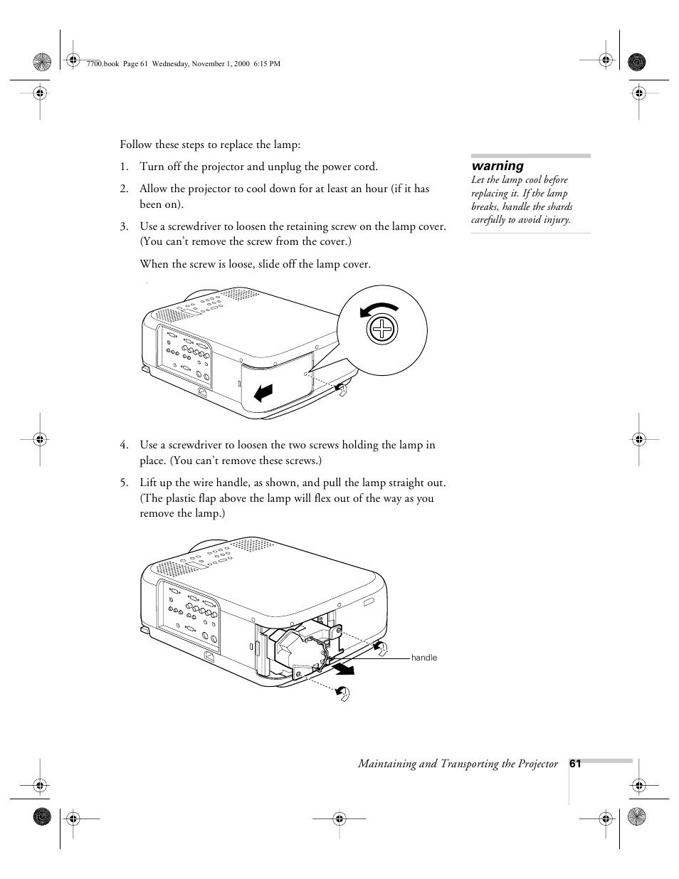 Epson 7700p User Manual | Page 67 / 116