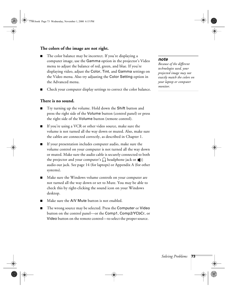 Epson 7700p User Manual | Page 79 / 116