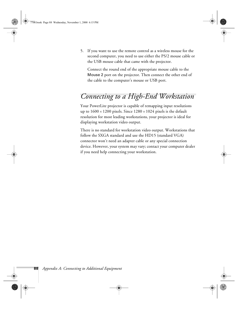 Connecting to a high-end workstation | Epson 7700p User Manual | Page 94 / 116