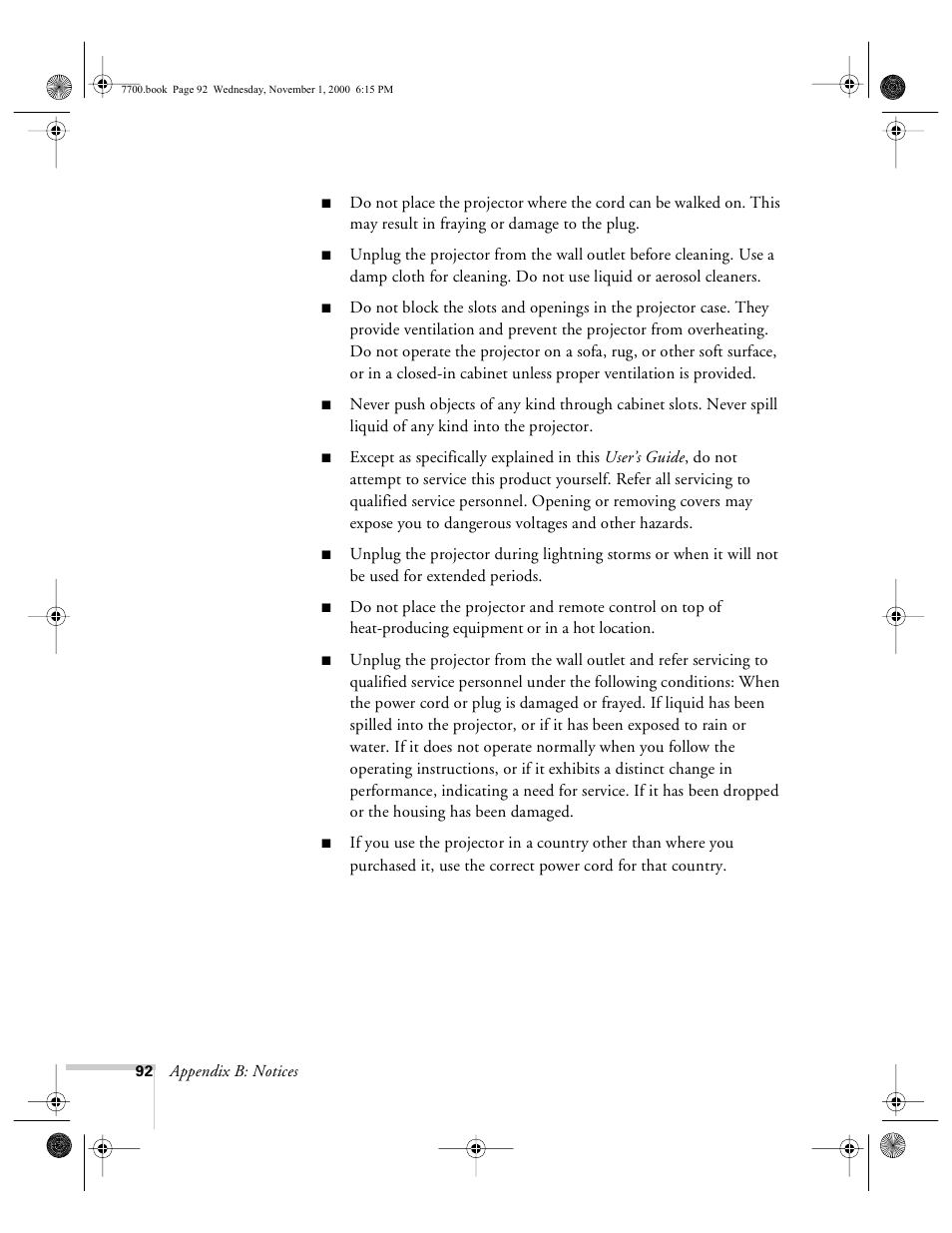Epson 7700p User Manual | Page 98 / 116