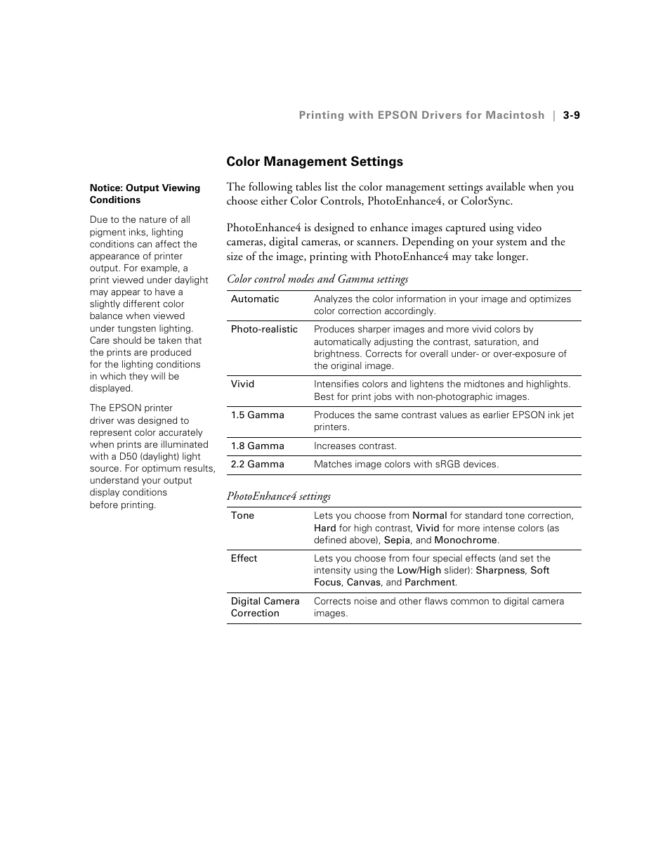Color management settings | Epson 10600 User Manual | Page 106 / 183