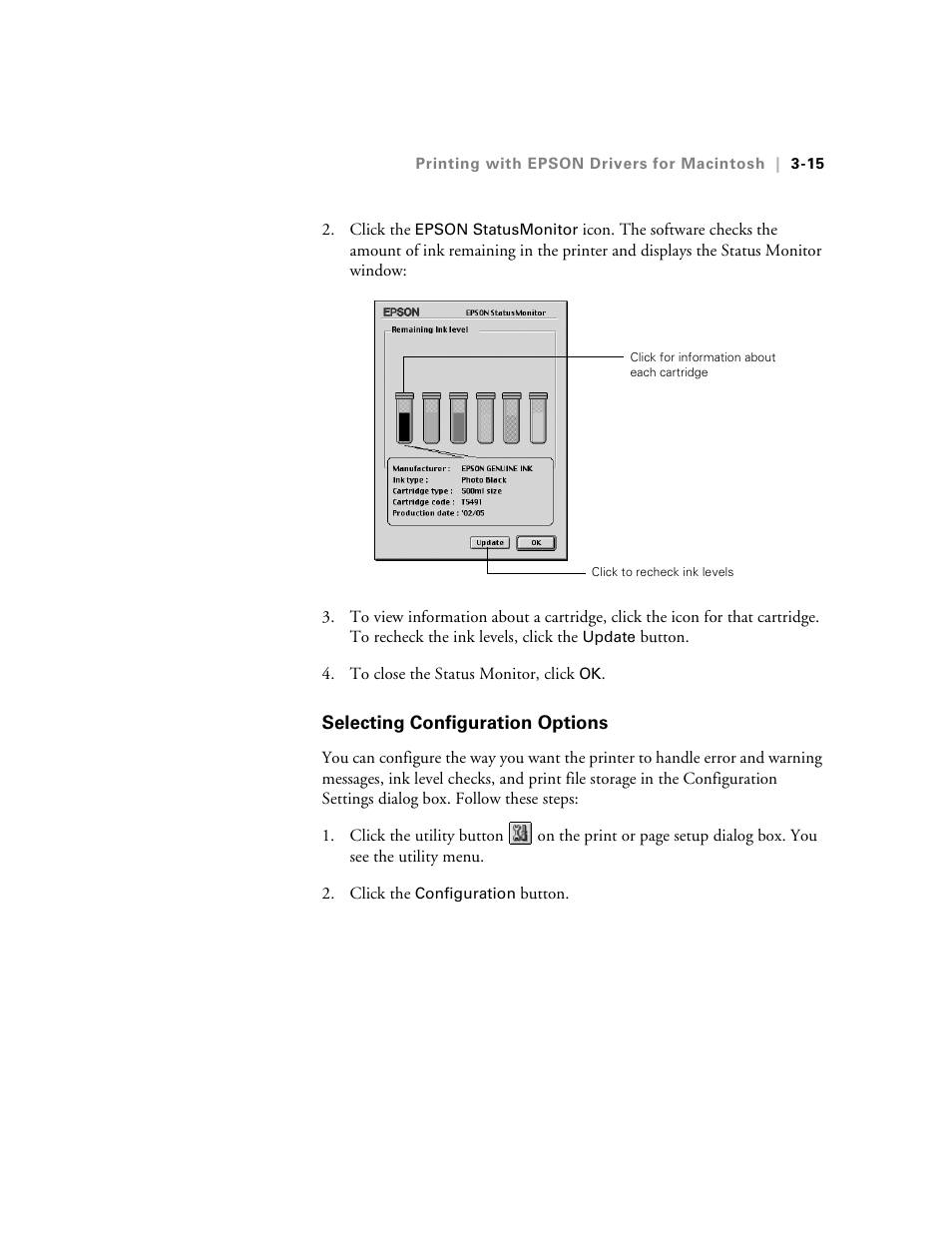 Selecting configuration options | Epson 10600 User Manual | Page 112 / 183