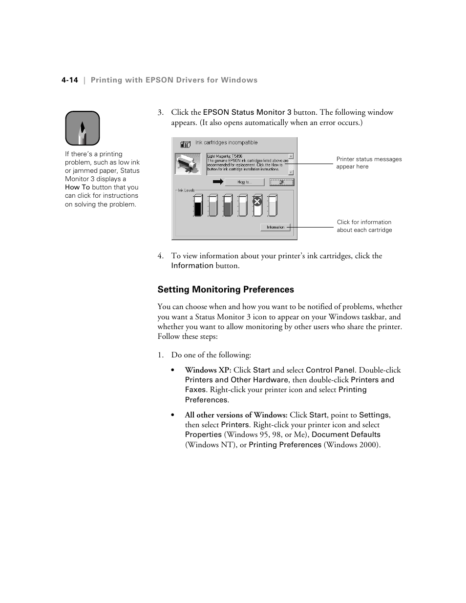 Setting monitoring preferences | Epson 10600 User Manual | Page 127 / 183