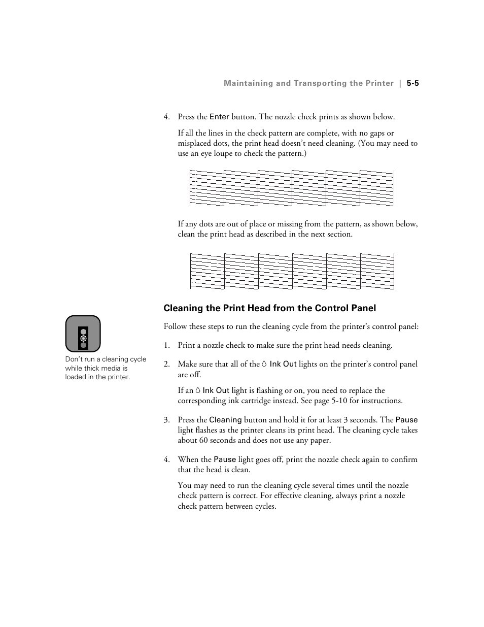 Cleaning the print head from the control panel | Epson 10600 User Manual | Page 134 / 183