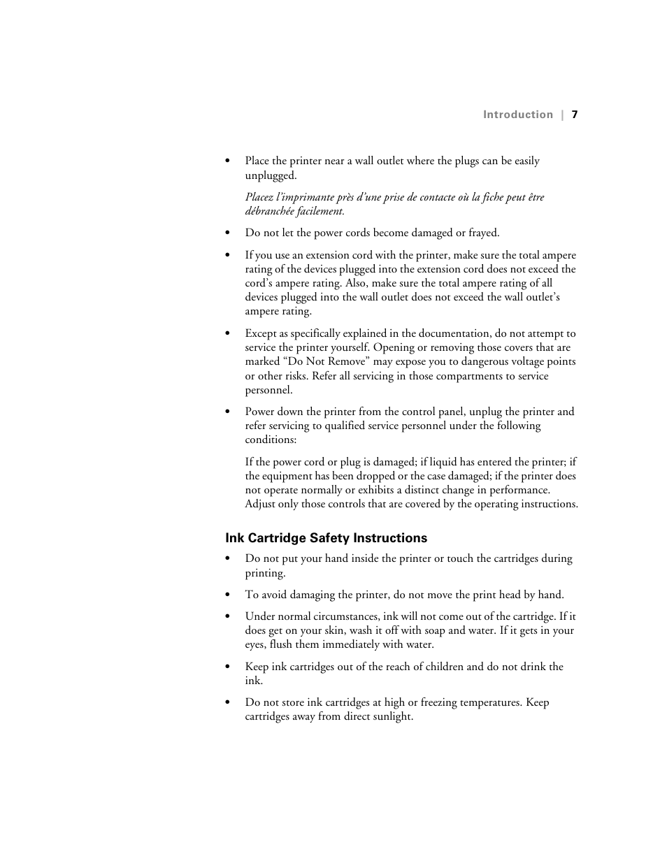 Ink cartridge safety instructions | Epson 10600 User Manual | Page 14 / 183