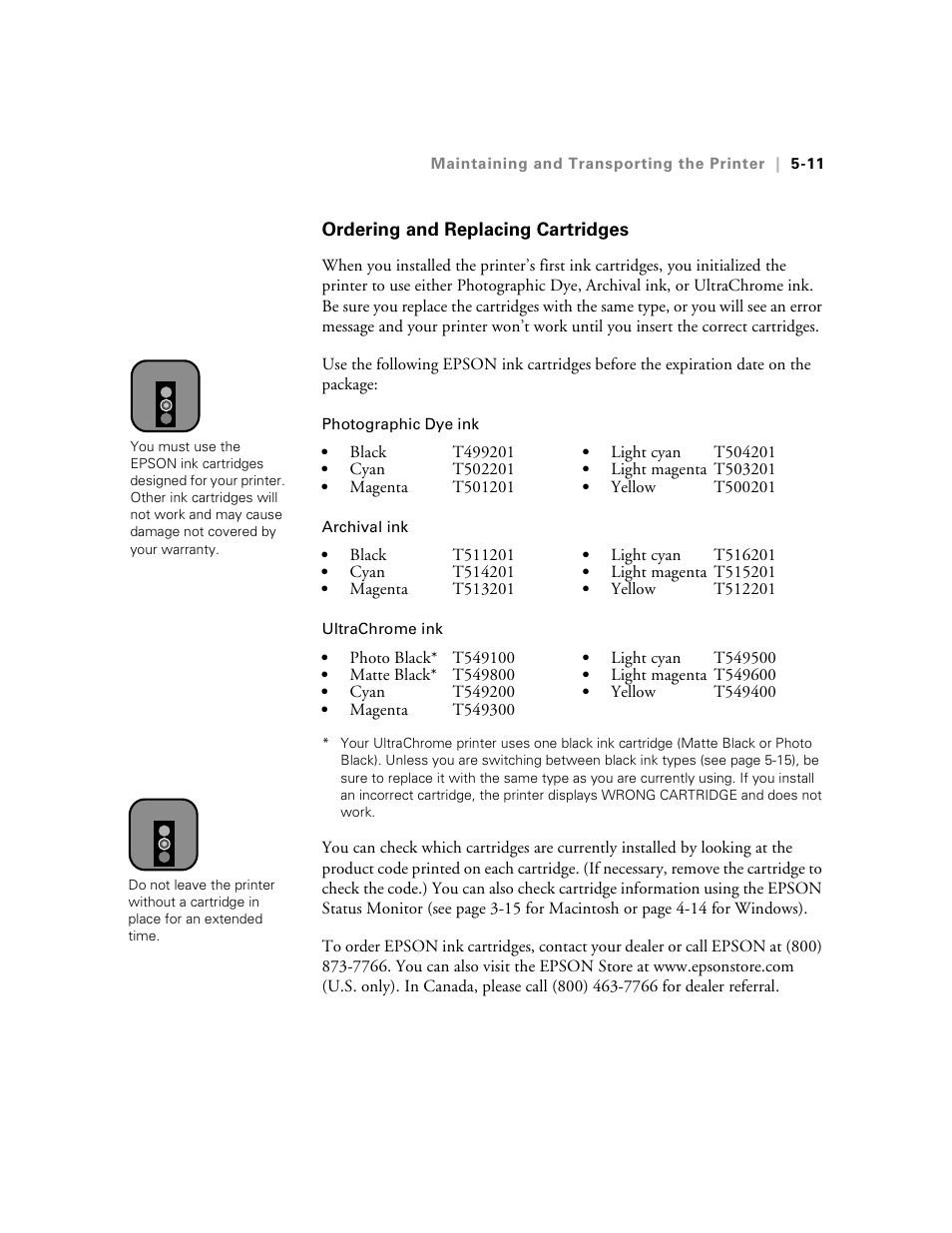 Ordering and replacing cartridges | Epson 10600 User Manual | Page 140 / 183