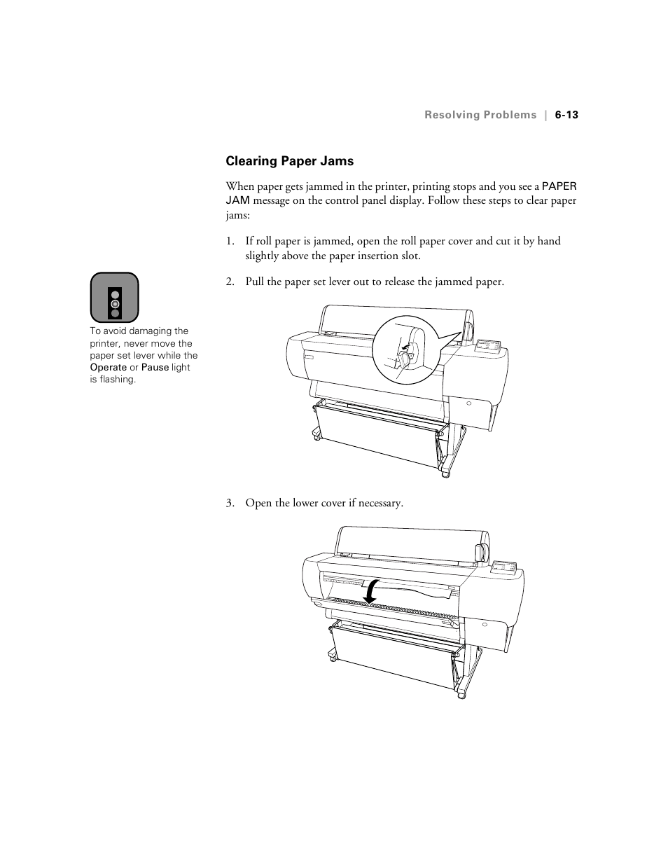 Clearing paper jams | Epson 10600 User Manual | Page 170 / 183