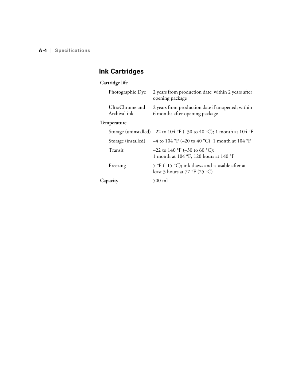 Ink cartridges | Epson 10600 User Manual | Page 177 / 183
