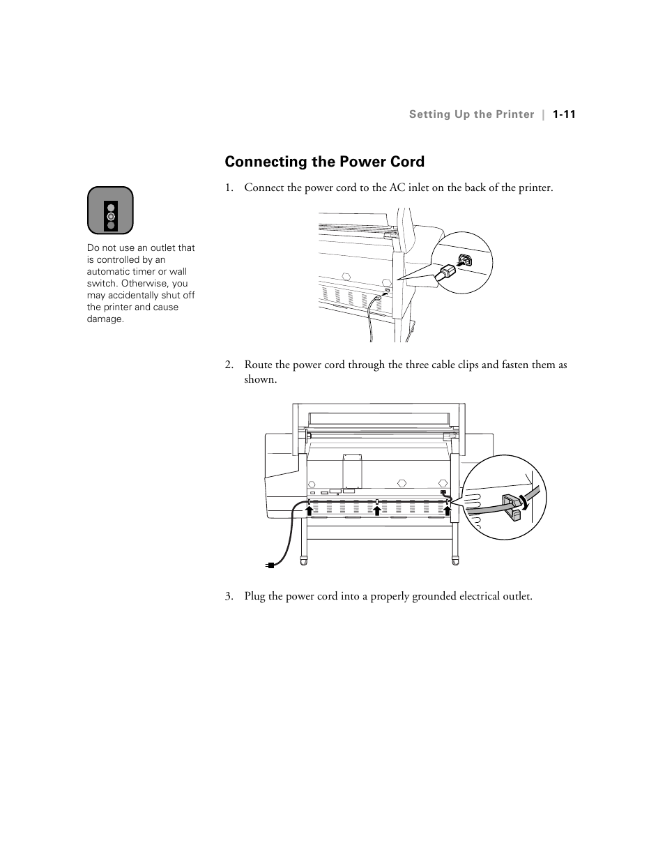 Connecting the power cord | Epson 10600 User Manual | Page 26 / 183