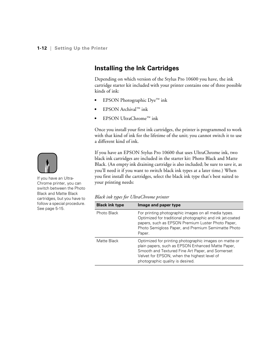 Installing the ink cartridges | Epson 10600 User Manual | Page 27 / 183