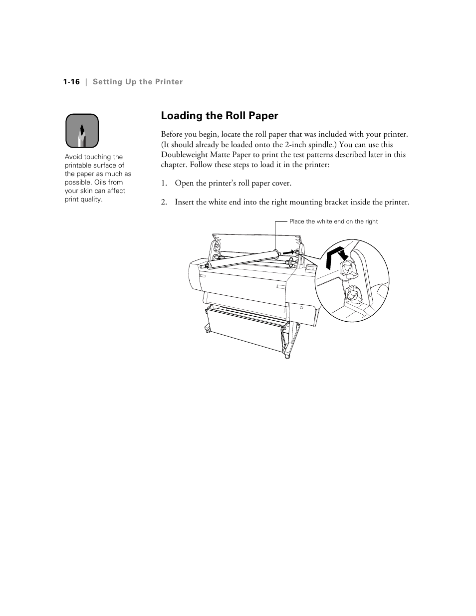 Loading the roll paper | Epson 10600 User Manual | Page 31 / 183