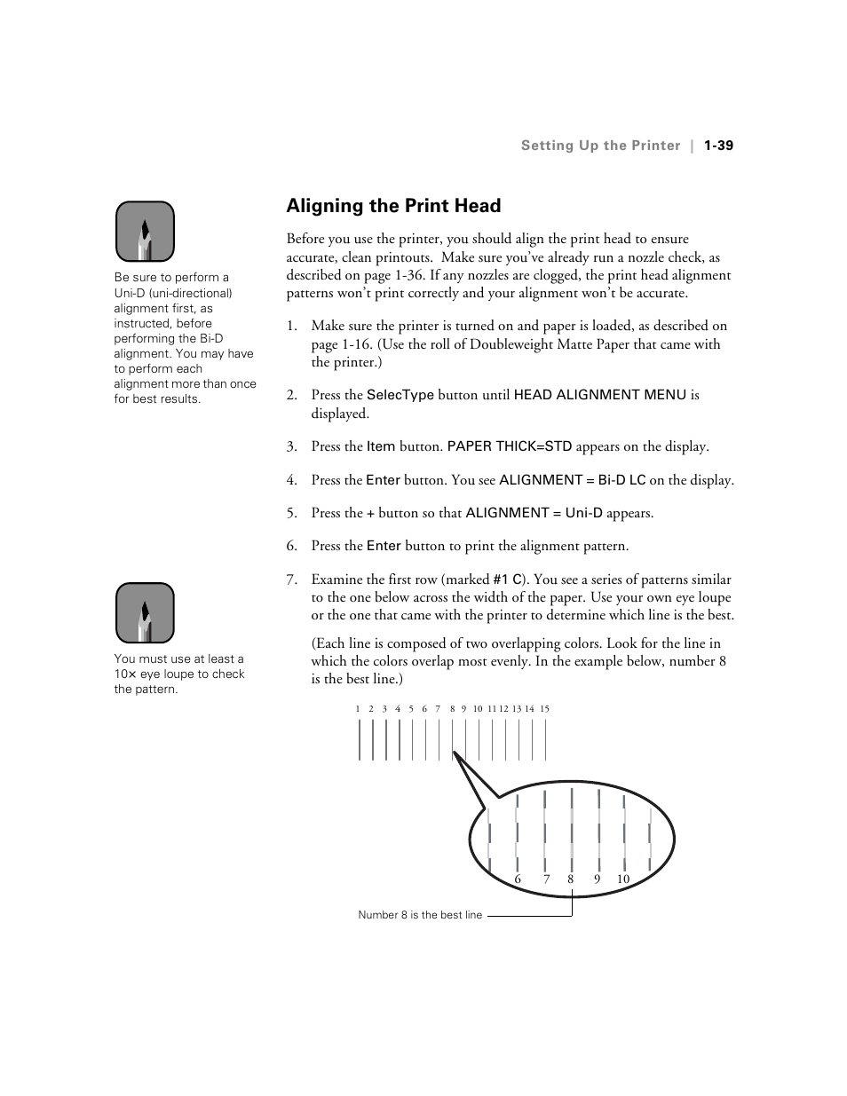 Aligning the print head | Epson 10600 User Manual | Page 54 / 183