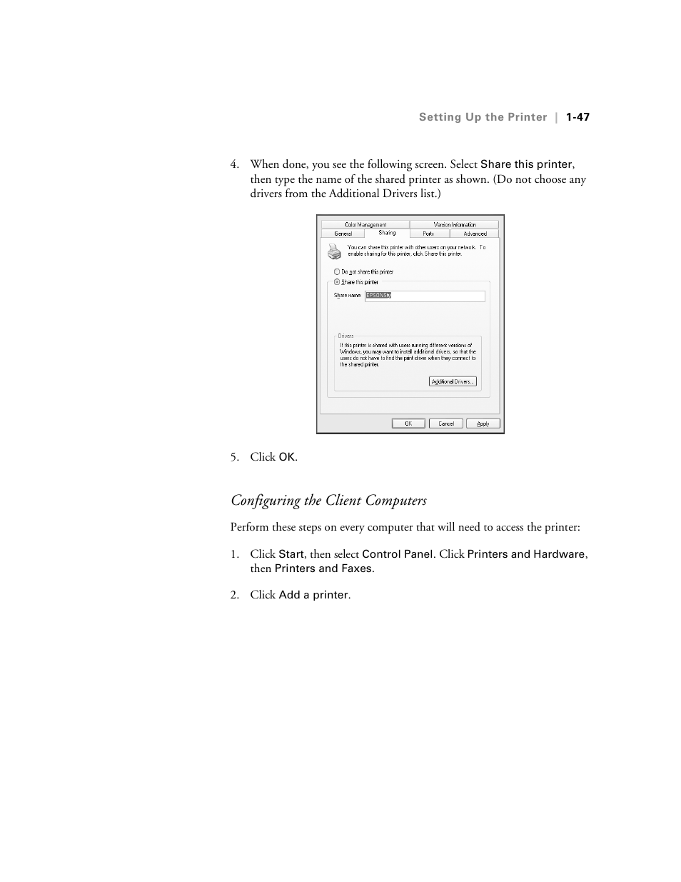 Configuring the client computers | Epson 10600 User Manual | Page 62 / 183