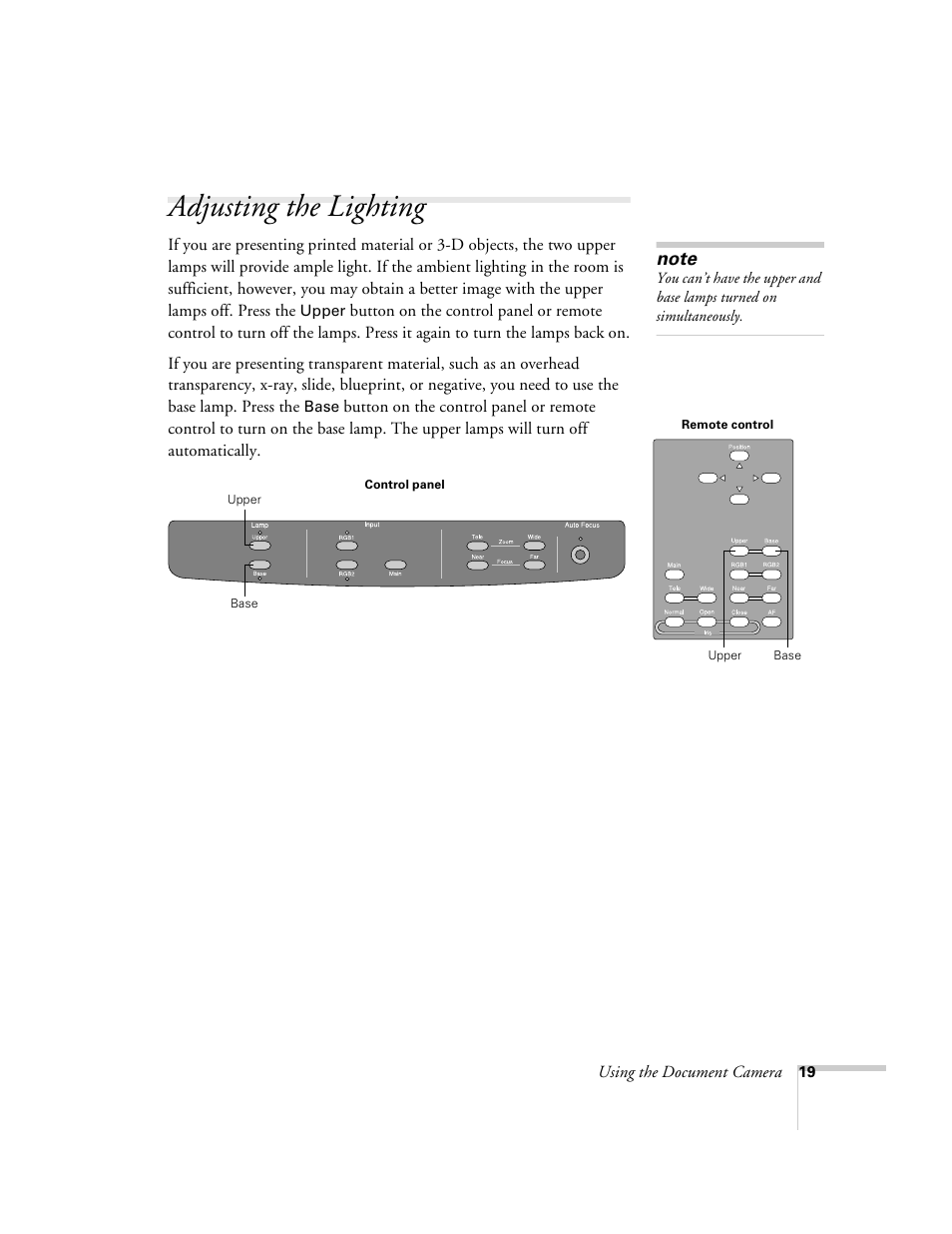 Adjusting the lighting | Epson ELPDC02 User Manual | Page 25 / 55