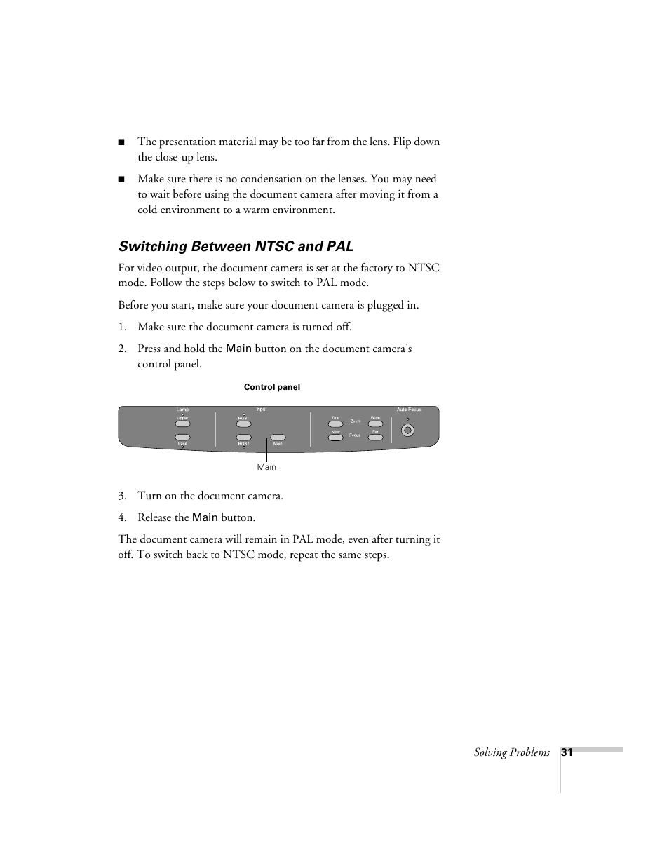 Switching between ntsc and pal | Epson ELPDC02 User Manual | Page 37 / 55